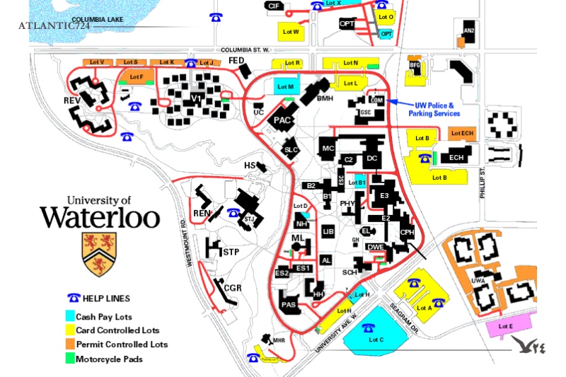 موقعیت دانشگاه واترلو روی نقشه